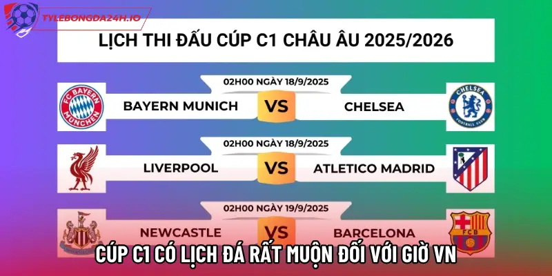 Cúp C1 có lịch đá rất muộn đối với giờ VN